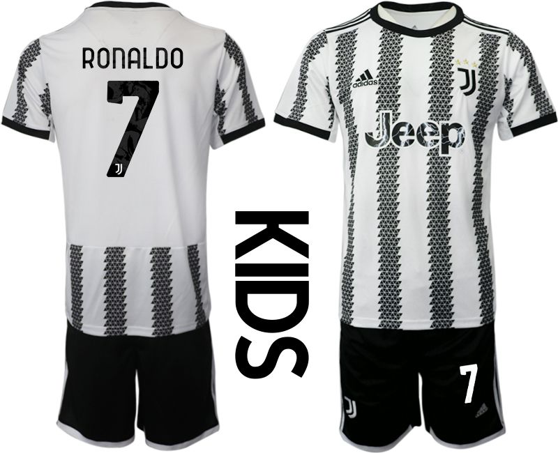 Youth 2022-2023 Club Juventus FC home white 7 Soccer Jersey